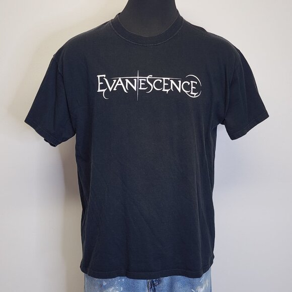 True Vintage Y2K XL Evanescence Bock Metal Band Tee Shirt Minor Shoulder Fade - Picture 2 of 9